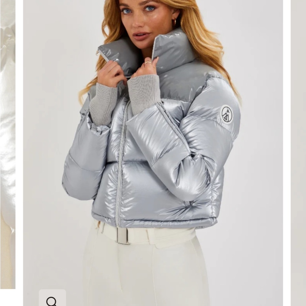 My Sunday Ski Perfect Women's Silver Puffer Jacket NWT in high demand
